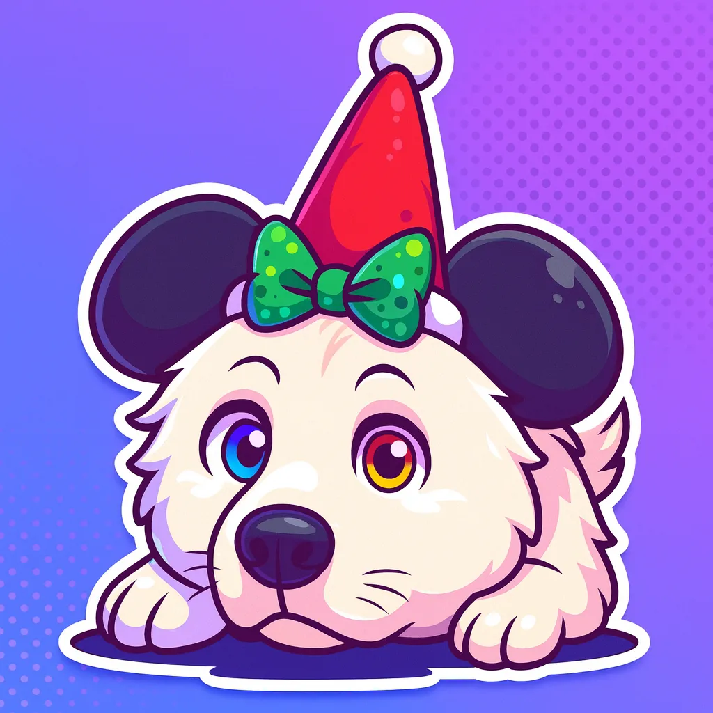 Sticker of Holiday Pup in Cartoon style