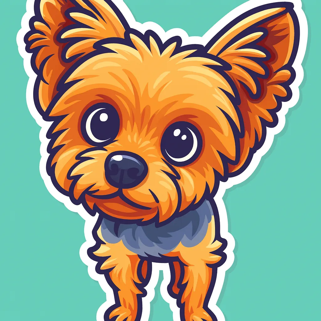 Sticker of Yorkie in Cartoon style