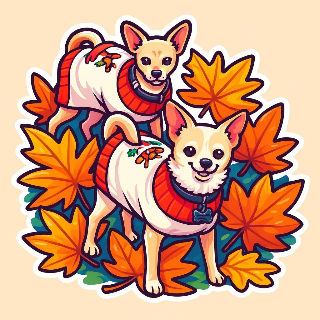 Sticker of Chihuahua Duo in Cartoon style